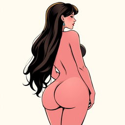 A stylized illustration of a girl from a side profile, emphasizing her curvy figure and large butt