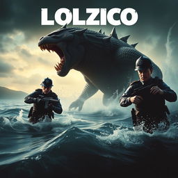 Un póster de una película que trata de policías enfrentándose a un monstruo en un lago