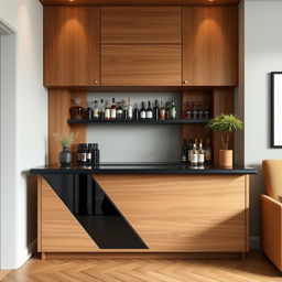 Create an image of a small, elegant bar for a house