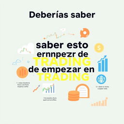 Create an informative image with the title 'Deberías saber esto antes de empezar en TRADING'