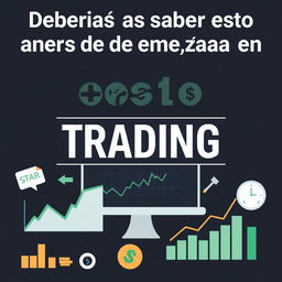 Create an informative image with the title 'Deberías saber esto antes de empezar en TRADING'