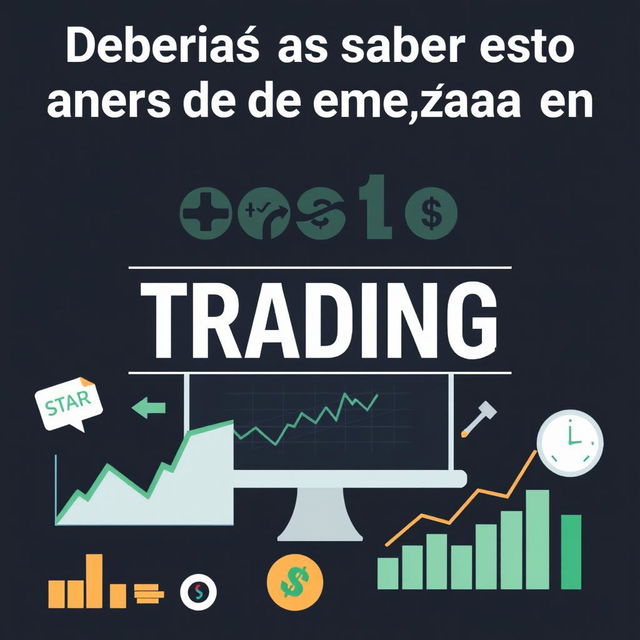 Create an informative image with the title 'Deberías saber esto antes de empezar en TRADING'