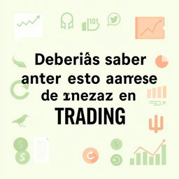 Create an informative image with the title 'Deberías saber esto antes de empezar en TRADING'