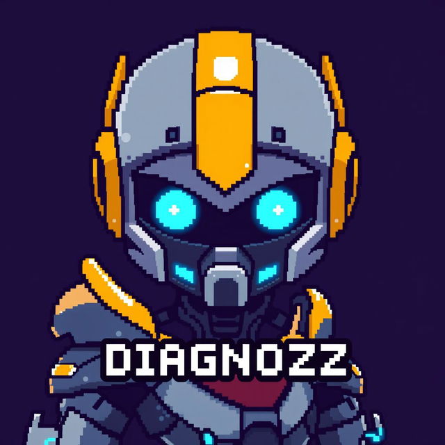 Create a pixel art image featuring a character named D1AGN0ZZ