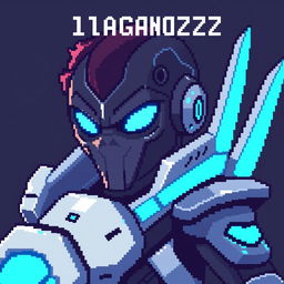 Create a pixel art image featuring a character named D1AGN0ZZ