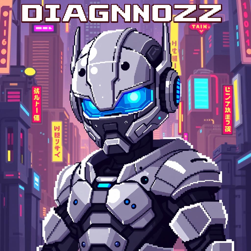 Create a pixel art image featuring a character named D1AGN0ZZ