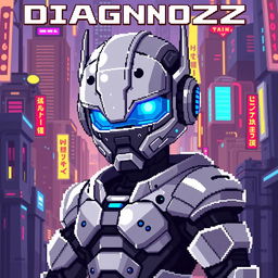 Create a pixel art image featuring a character named D1AGN0ZZ