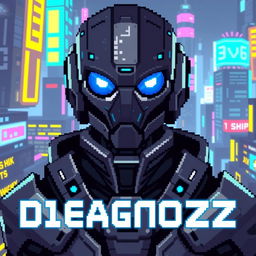 Create a pixel art image featuring a character named D1AGN0ZZ