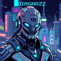 Create a pixel art image featuring a character named D1AGN0ZZ