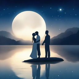 A beautiful love story set under the serene glow of a white moonlight