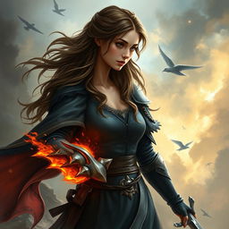 A fantasy book cover depicting a young woman who becomes a fighter and falls in love with a dark prince