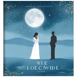 A beautiful love story book cover set under the serene glow of a white moonlight