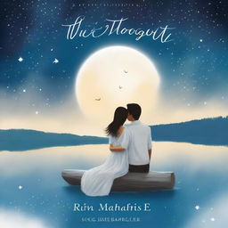 A beautiful love story book cover set under the serene glow of a white moonlight