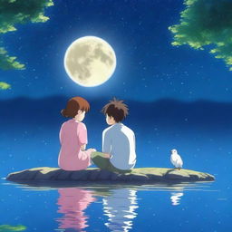 A beautiful 3D anime love story set under the serene glow of a white moonlight