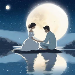 A beautiful love story scene set under the serene glow of a white moonlight, with the title 'White Moonlight' elegantly displayed