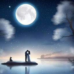 A beautiful love story scene set under the serene glow of a white moonlight, with the title 'White Moonlight' elegantly displayed