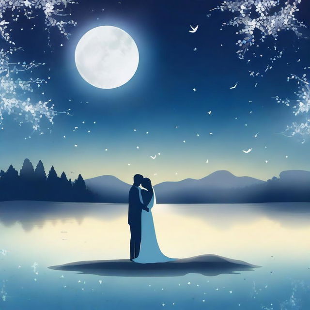 A beautiful love story scene set under the serene glow of a white moonlight, with the title 'White Moonlight' elegantly displayed