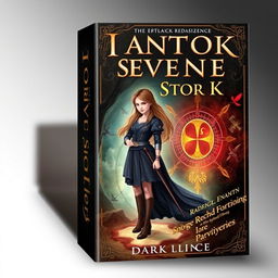 Create a book cover for a fantasy story about a young woman who becomes a fighter and falls in love with a dark prince