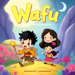 An illustrated storybook featuring Wafu as the protagonist, along with his sister, father, and Mariana