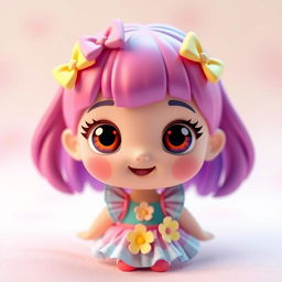 A 3D chibi-style doll depicting a little girl with big eyes and a cute smile