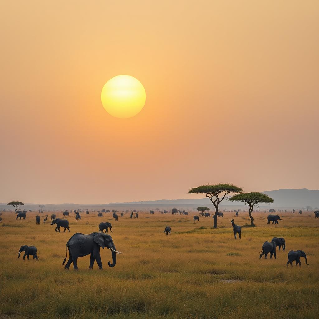 Uma imagem hiper realista de uma paisagem africana que transmite uma sensação de paz e esperança