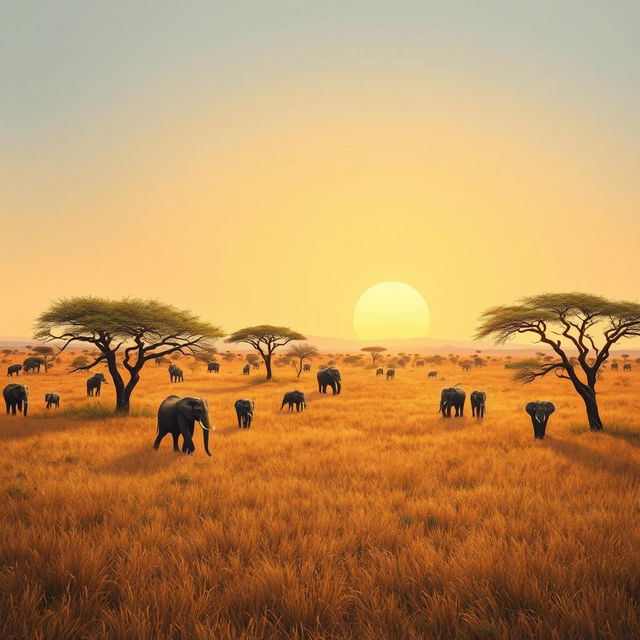 Uma imagem hiper realista de uma paisagem africana que transmite uma sensação de paz e esperança