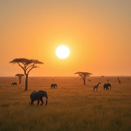 Uma imagem hiper realista de uma paisagem africana que transmite uma sensação de paz e esperança