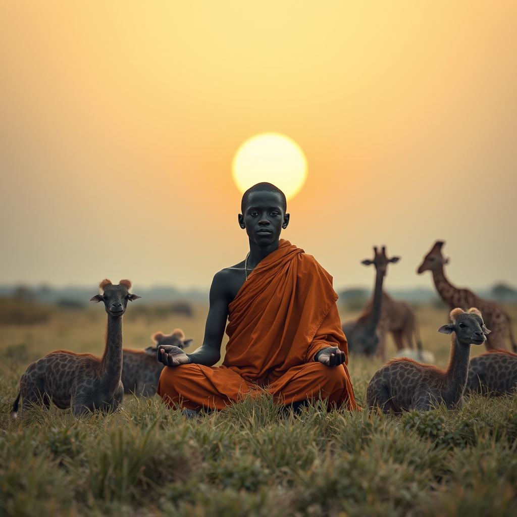 Uma imagem hiper realista de uma paisagem africana que transmite uma sensação de paz e esperança