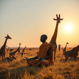 Uma imagem hiper realista de uma paisagem africana que transmite uma sensação de paz e esperança