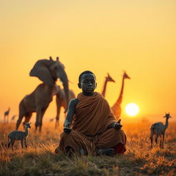 Uma imagem hiper realista de uma paisagem africana que transmite uma sensação de paz e esperança