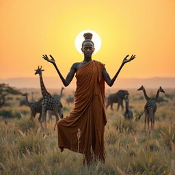 Uma imagem hiper realista de uma paisagem africana que transmite uma sensação de paz e esperança