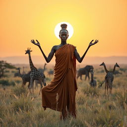 Uma imagem hiper realista de uma paisagem africana que transmite uma sensação de paz e esperança