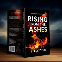 An impactful ebook cover with the theme 'Rising from the Ashes: A Journey of Overcoming and Transformation', focusing on overcoming abuse