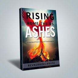 An impactful ebook cover with the theme 'Rising from the Ashes: A Journey of Overcoming and Transformation', focusing on overcoming abuse