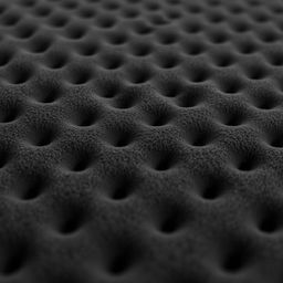 A high-resolution close-up image of the texture of black foam mattress material