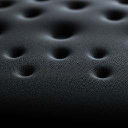 A high-resolution close-up image of the texture of black foam material used for a mattress