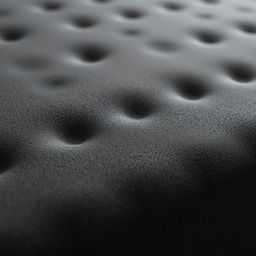 A high-resolution close-up image of the texture of black foam material used for a mattress