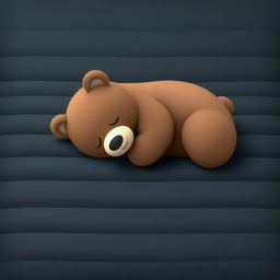 A cute, realistic image of a sleeping bear on a black foam mattress