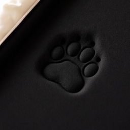 A detailed image of a bear paw print on a black foam mattress