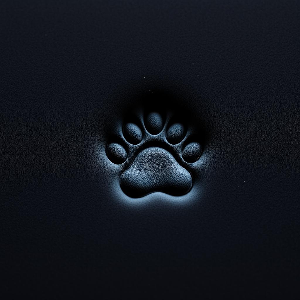 A soft, detailed image of a bear paw print on a black foam mattress