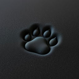 A high-resolution close-up image of a soft bear paw print on a porous black foam mattress