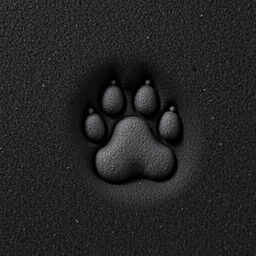A high-resolution close-up image of a soft bear paw print on a porous black foam mattress