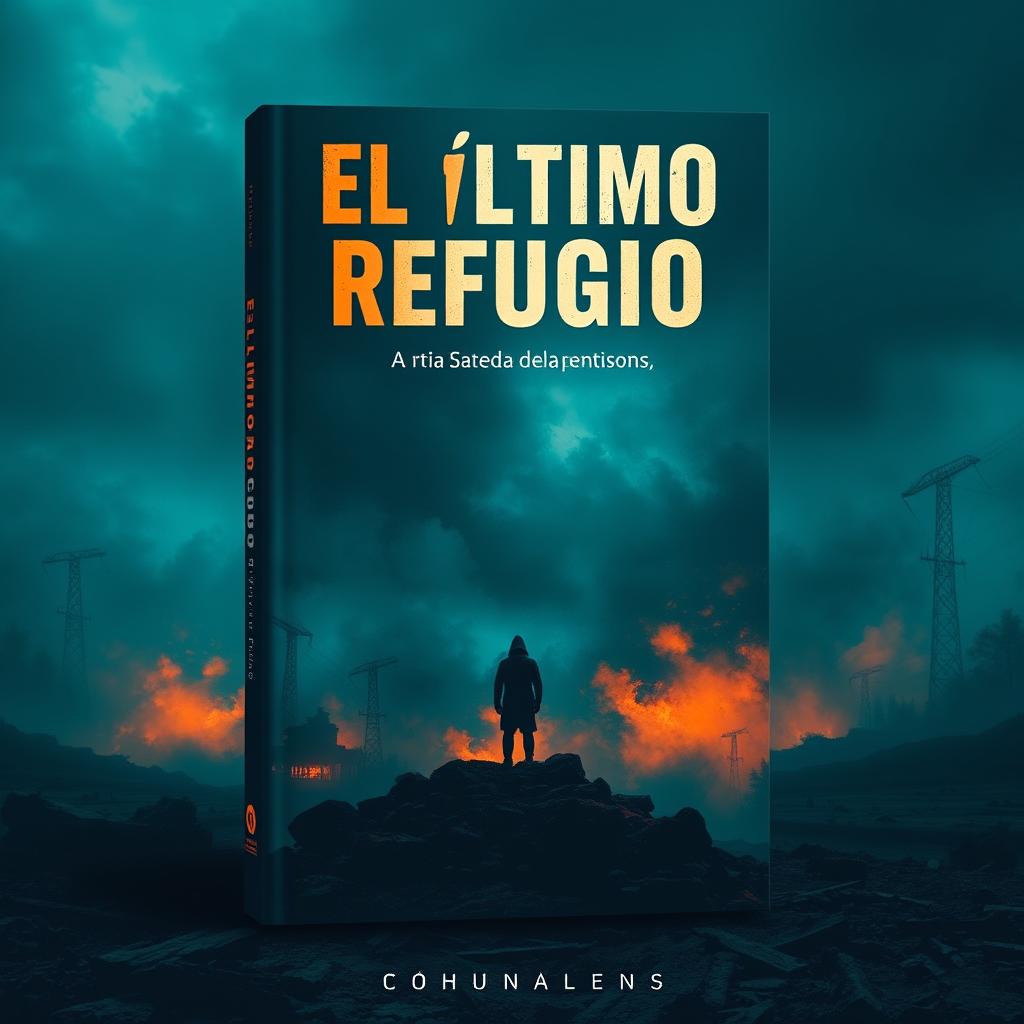 Create a book cover titled 'El Último Refugio' with a deep, sinister blue (#212121) as the primary color to evoke a sense of foreboding and mystery