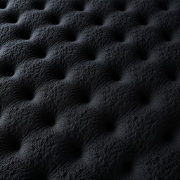 A high-resolution image of a porous black foam mattress