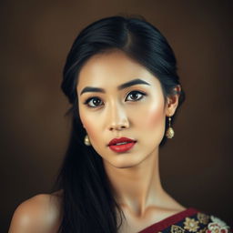 A portrait of a Singaporean woman with a sensual and captivating gaze