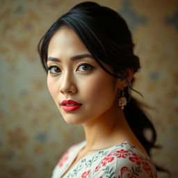 A portrait of a Singaporean woman with a sensual and captivating gaze