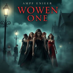 A group of women in a mysterious town, surrounded by fog and dimly lit street lamps