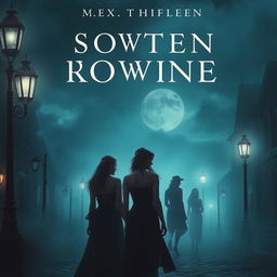 A group of women in a mysterious town, surrounded by fog and dimly lit street lamps