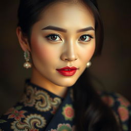 A portrait of a Singaporean woman with a sensual and captivating gaze