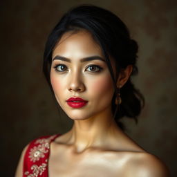 A portrait of a Singaporean woman with a sensual and captivating gaze